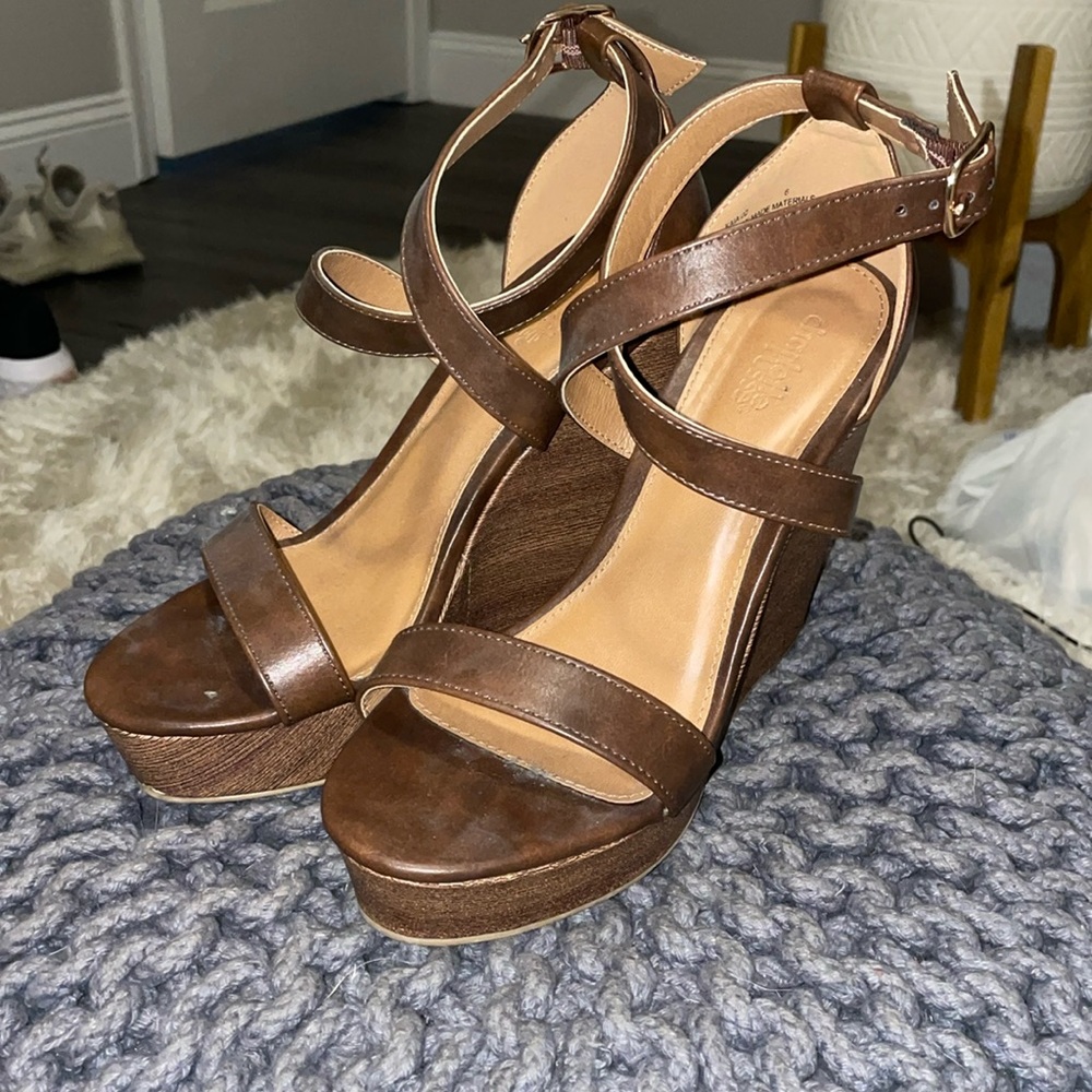 Gently used brown wedges - size 6